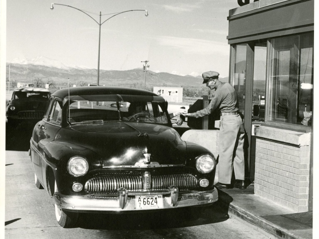 1955 toll booth worker, Broomfield History Collections